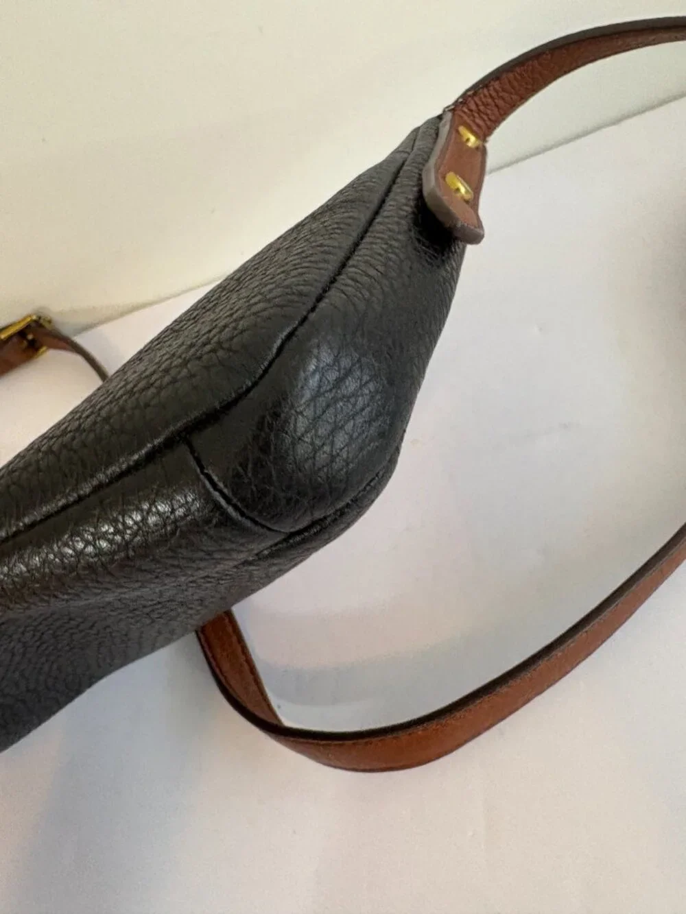 Fossil Black & Brown Leather Crossbody Purse